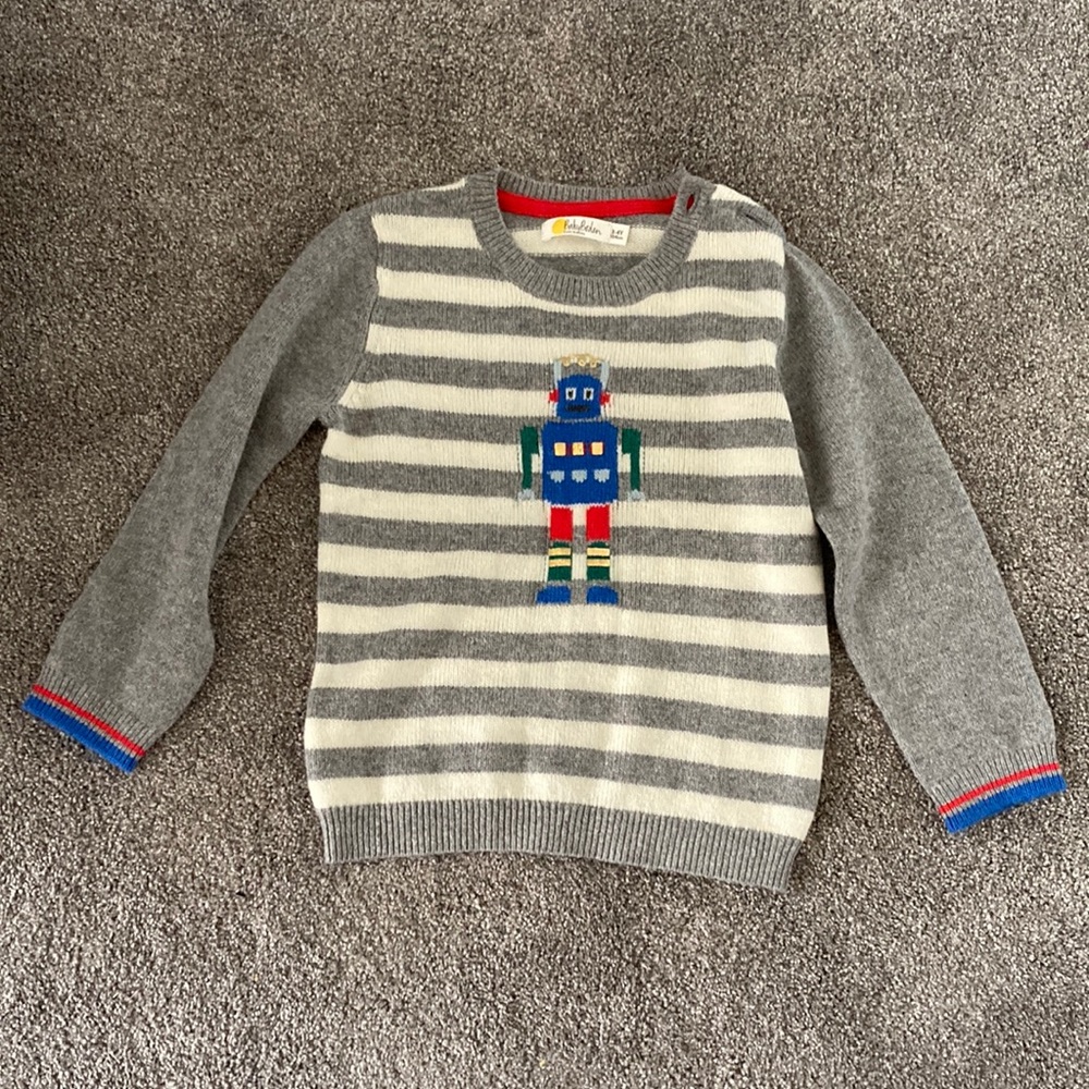 Boys Baby Boden Robot Sweater